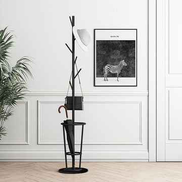 67'' Entryway Metal Coat Rack with Umbrella Rack Base-Black